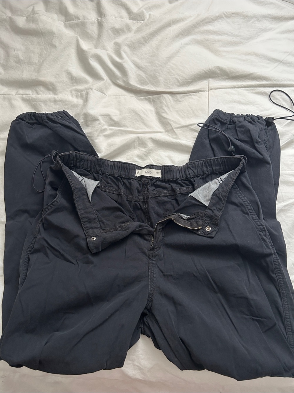 Mango Women's Black Drawstring Track Jogger Pants NEVER WORN